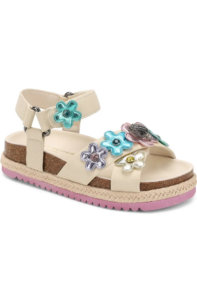 Kids' Mini Kensington Flower Espadrille Ankle Strap Platform Sandal | Nordstrom