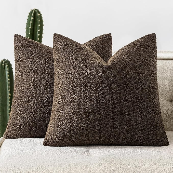Woaboy Pack of 2 18x18 Inch Decorative Boucle Throw Pillow Covers Textured Square Pillowcaes Acce... | Amazon (US)