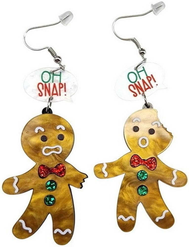 Cute Christmas Gingerbread Man Shape Resin Dangle Earrings for Women Girls Jewelry | Amazon (US)