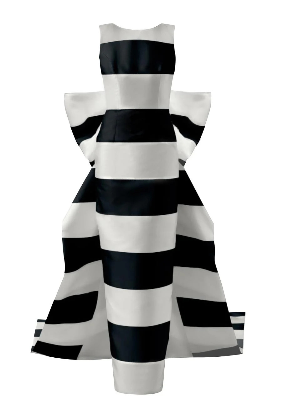 Holly Sleeveless Silk and Wool Column Gown with Bow Train | ALEXIA MARIA