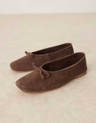 ASOS DESIGN Landmark suede high-vamp ballets in brown | ASOS (Global)
