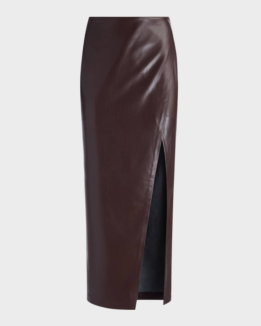 Alice + Olivia Siobhan Vegan Leather Wrap Maxi Skirt | Neiman Marcus