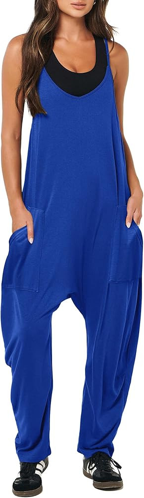 Amazon.com: ANRABESS Jumpsuits for Women Casual Summer Overalls Sleeveless Spaghetti Strap Romper... | Amazon (US)