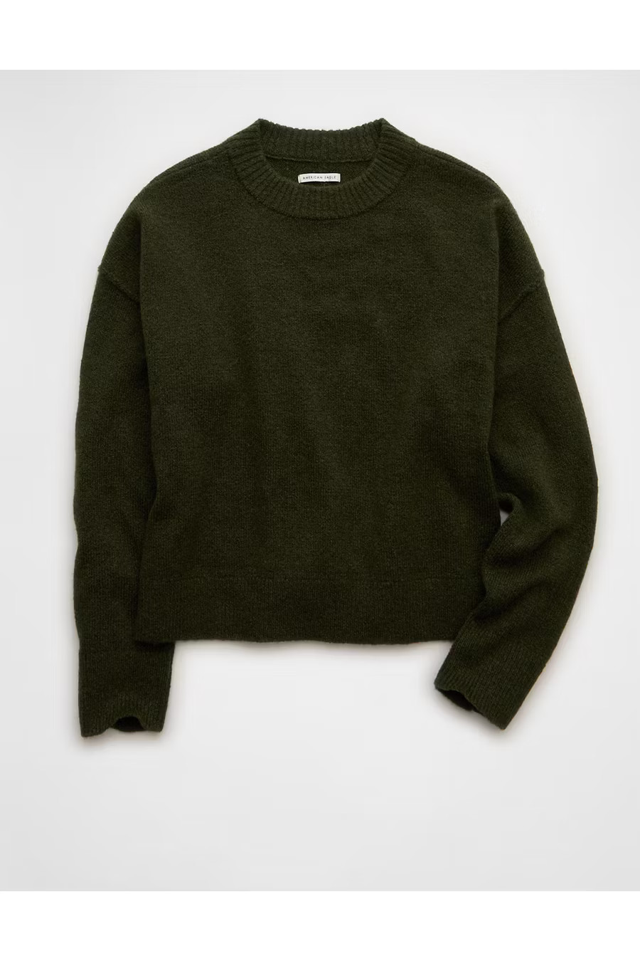 AE Whoa So Soft Classic Crew Neck Sweater Women's Crew Green XXS | American Eagle Outfitters (US & CA)