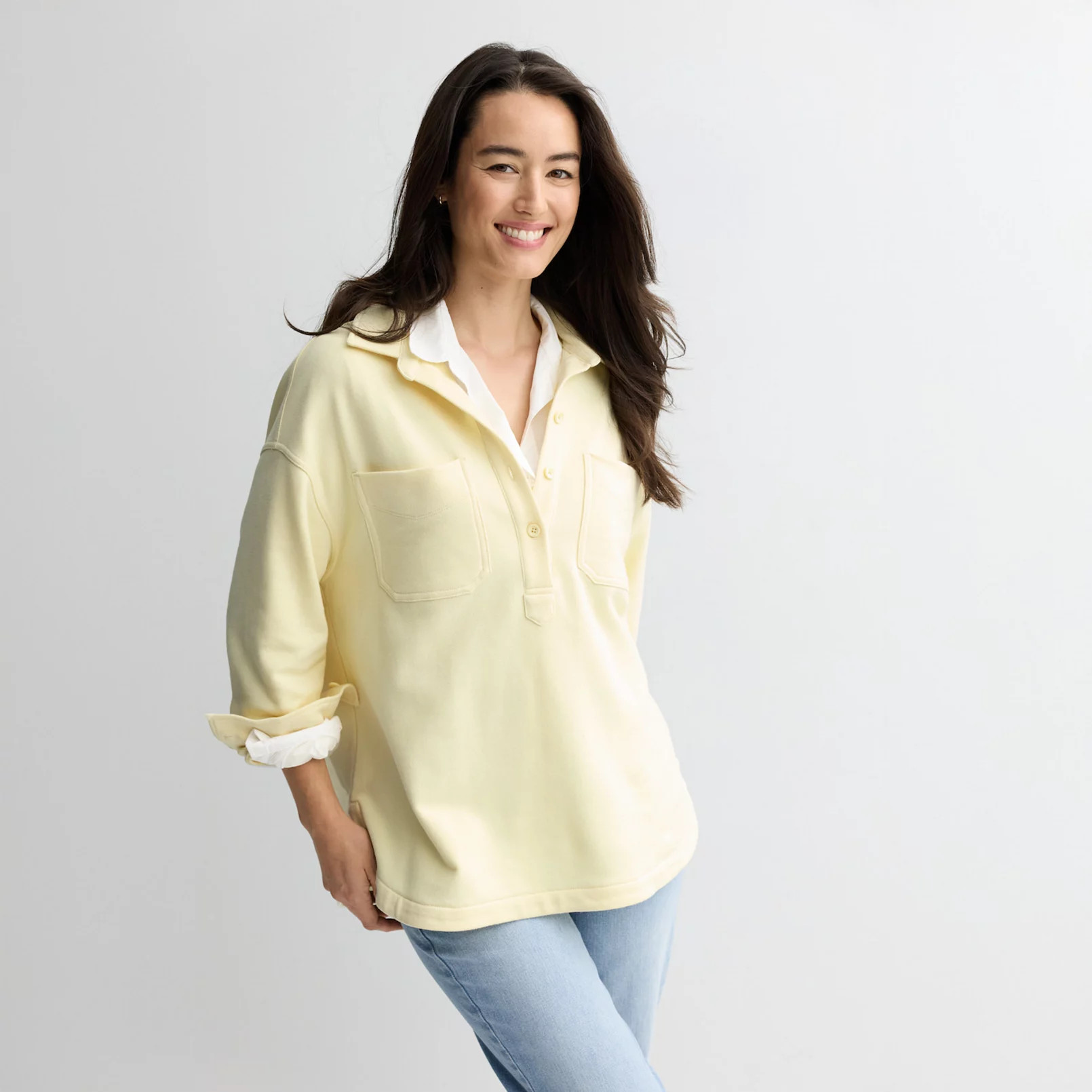 Women's Sonoma Goods For Life® French Terry Collared Pullover | Kohl's