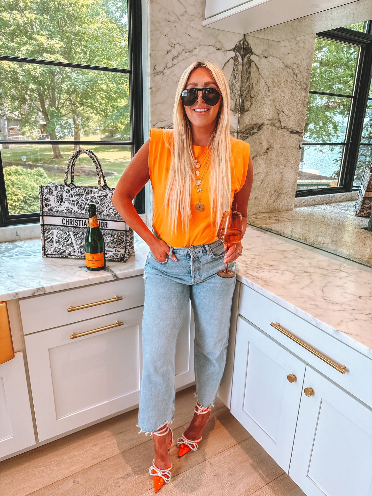 Wearing a medium in tank and jeans run tts 🧡