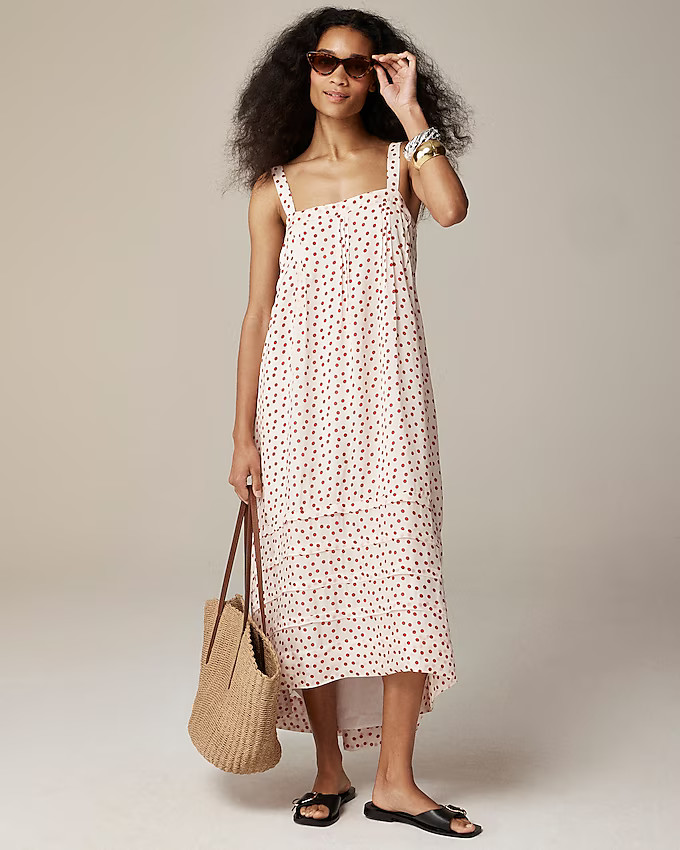 Pintuck midi dress in drapey organza | J. Crew US