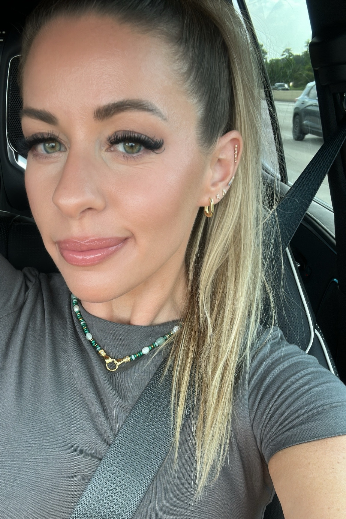 Primer: ageloc radiant day 
Foundation: Haus Labs, 300
Concealer: Giorgio Armani, 1.5
Eye brightener: Laura mercier, 1
Setting powder: givenchy, 3 voile rose 
SPF powder: Clearstem SUNNYSIDE 
Contour: Patrick Ta, she’s sculpted
Bronzer/contour: Charlotte Tilbury, 3
Blush: Patrick Ta, she’s passionate
All over face color: Nuskin bronzing pearls 
Eye shadow: Laura Mercier, amethyst 
Eye liner: Laura mercier, kiss from a rose 
Brow pencil: Anastasia, soft brown
Brow gel: Anastasia, clear
Highlighter: Charlotte Tilbury, pillow talk 
Lip liner: Refy beauty, fawn
Lip stick: makeup by Mario, Brielle
Lip gloss: Nars, Turkish delight 

#LTKbeauty