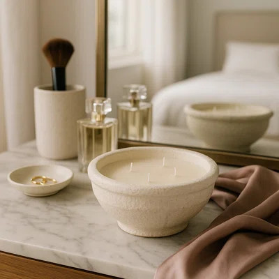 Terracotta Scented Bowl for Living Room Decor - Modern Decorative Candle for Bookshelf Styling, Coffee Table, or Bedroom Decor | Wayfair North America