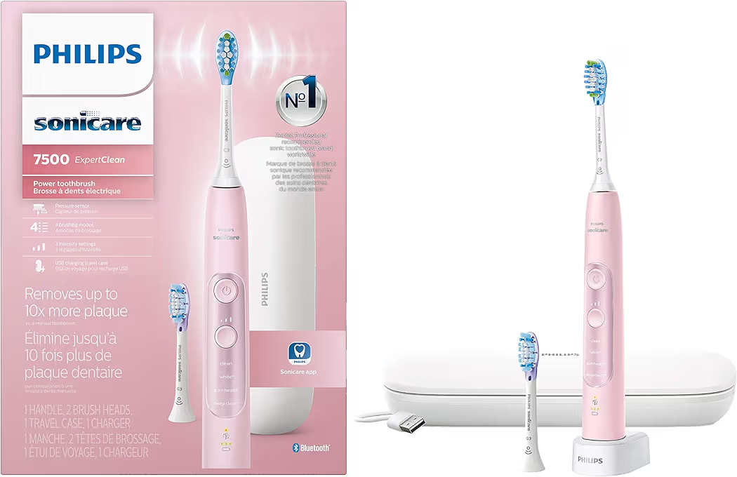 Philips Sonicare ExpertClean 7500 Pink, Rechargeable Electric Power Toothbrush, HX9690/07 | Amazon (US)