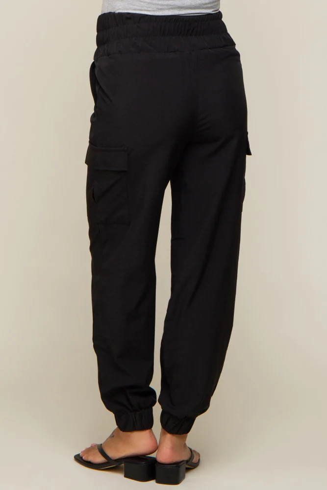 Black Cargo Pocket Maternity Joggers | PinkBlush Maternity