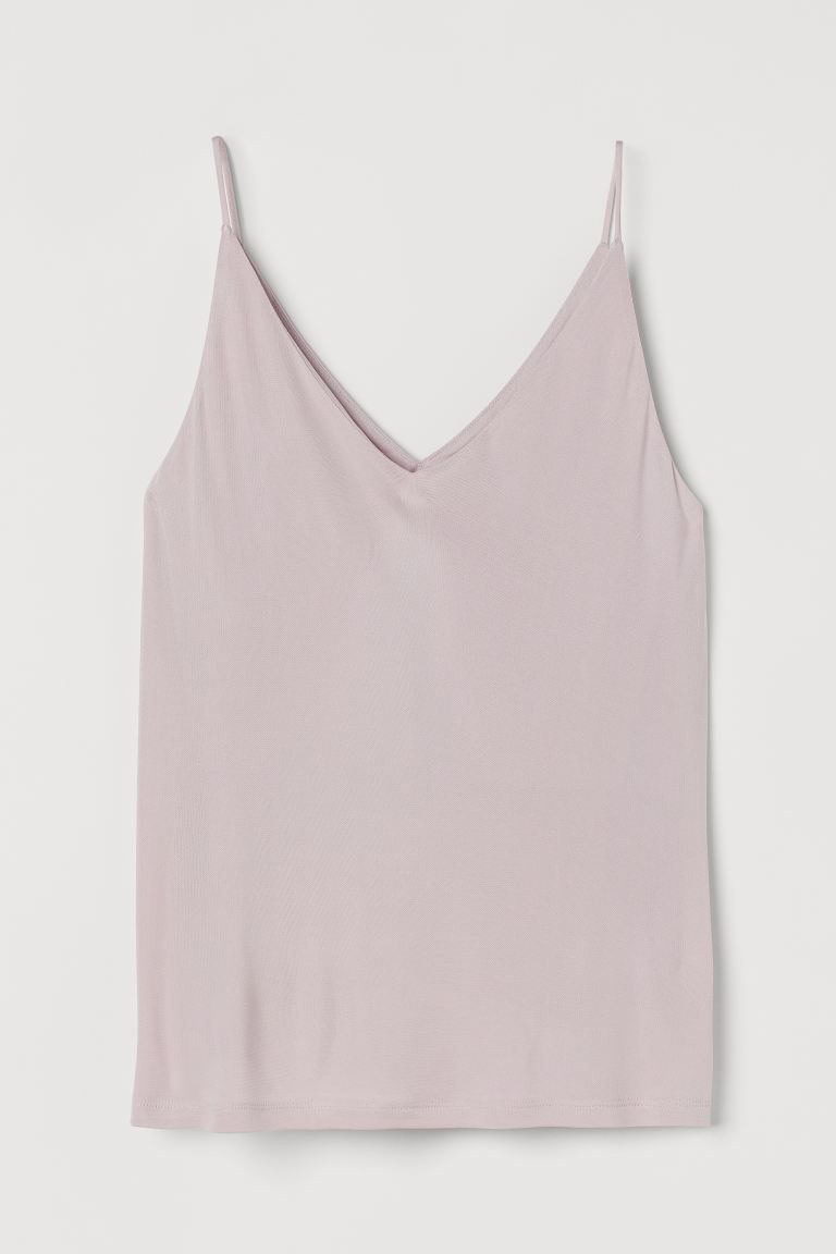Camisole top in viscose jersey with a V-neck at front and back and narrow shoulder straps. Jersey... | H&M (US + CA)