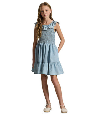Girls' 7-16 Blueberry-Overlay Round Neck Dress | Macy's