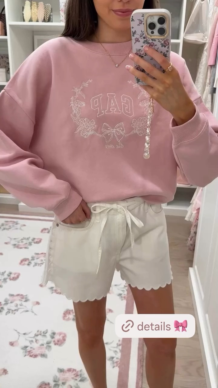 The sweetest feminine loungewear outfit 🎀🤍 This Gap bow embroidered sweatshirt is SO cute paired with these soft white scallop shorts! I love the dainty bow details and the scalloped hem for an easy, comfy outfit that still feels girly and put together. The shorts are incredibly soft + comfy and run true to size!

#Gap #GapStyle #GapFinds #GapOutfit #BowSweatshirt #BowEmbroidered #BowOutfit #ScallopShorts #WhiteShorts #Loungewear #LoungewearOutfit #CoquetteStyle #CoquetteOutfit #FeminineStyle #GirlyOutfit #CasualOutfit #ComfyOutfit #FallTransitionOutfit

@gap 
@nordstrom  @potterybarnkids

#LTKootd #LTKSaleAlert #LTKSeasonal