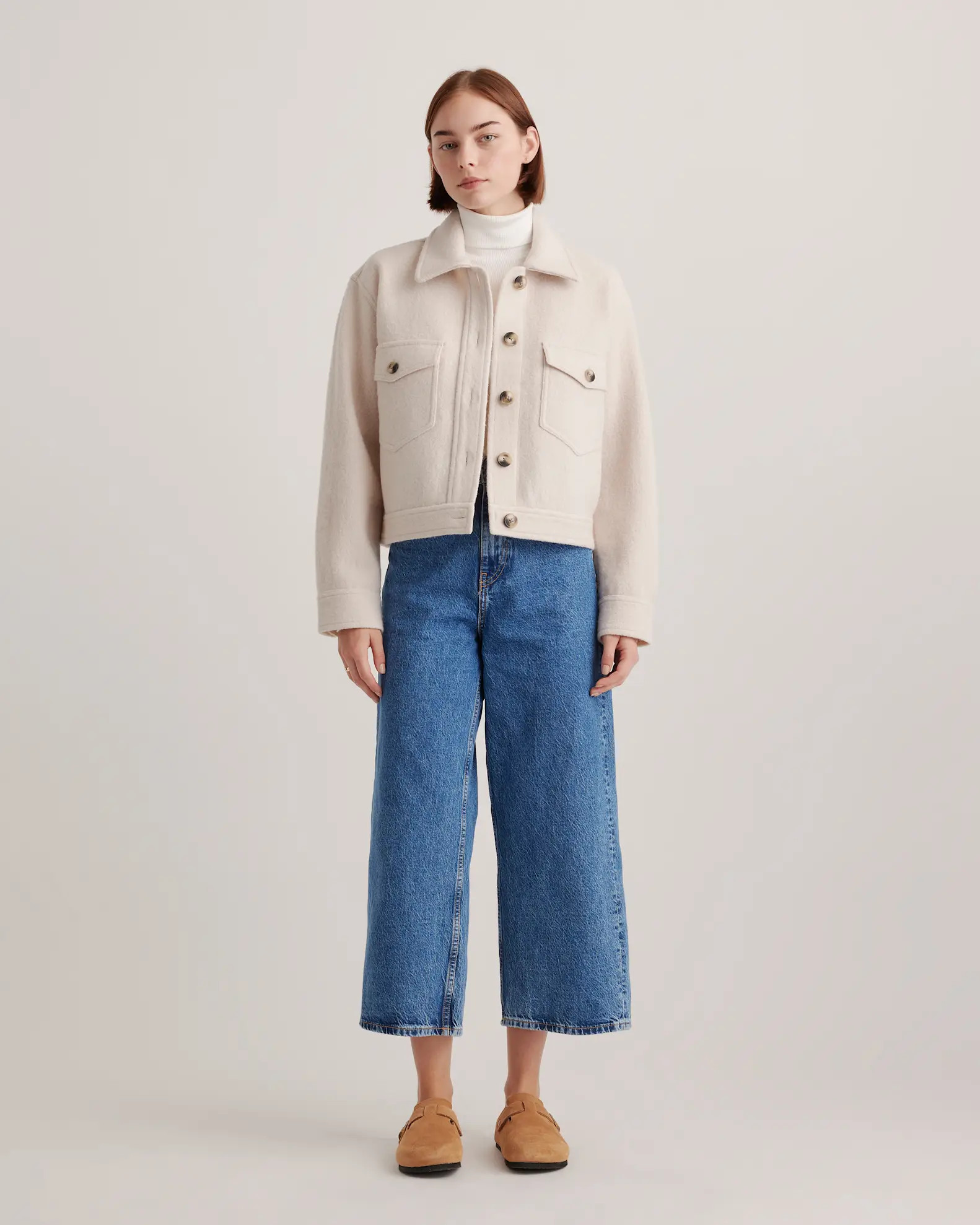 100% Merino Wool Cropped Shirt Jacket | Quince