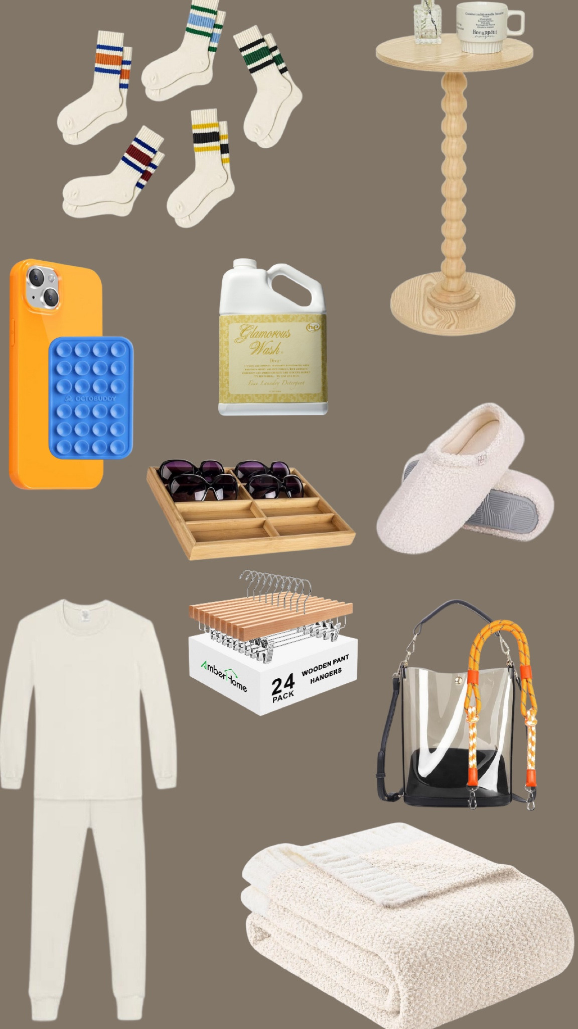 Latest Amazon Order:
1. Retro Socks
2. Orange Phone Case 
3. Blue Octobuddy 
4. Men’s Thermal Set
5. Tyler Candle Company Diva Detergent
6. Sunglasses Tray
7. Wood Pant Hangers
8. Barefoot Dreams D00p blanket 
9. Stadium Approved Bag
10. Cord Shoulder Strap
11. Slippers 
12. End Table 

#LTKFindsUnder100 #LTKHome #LTKSeasonal