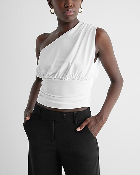 Skimming One Shoulder Ruched Tank | Express