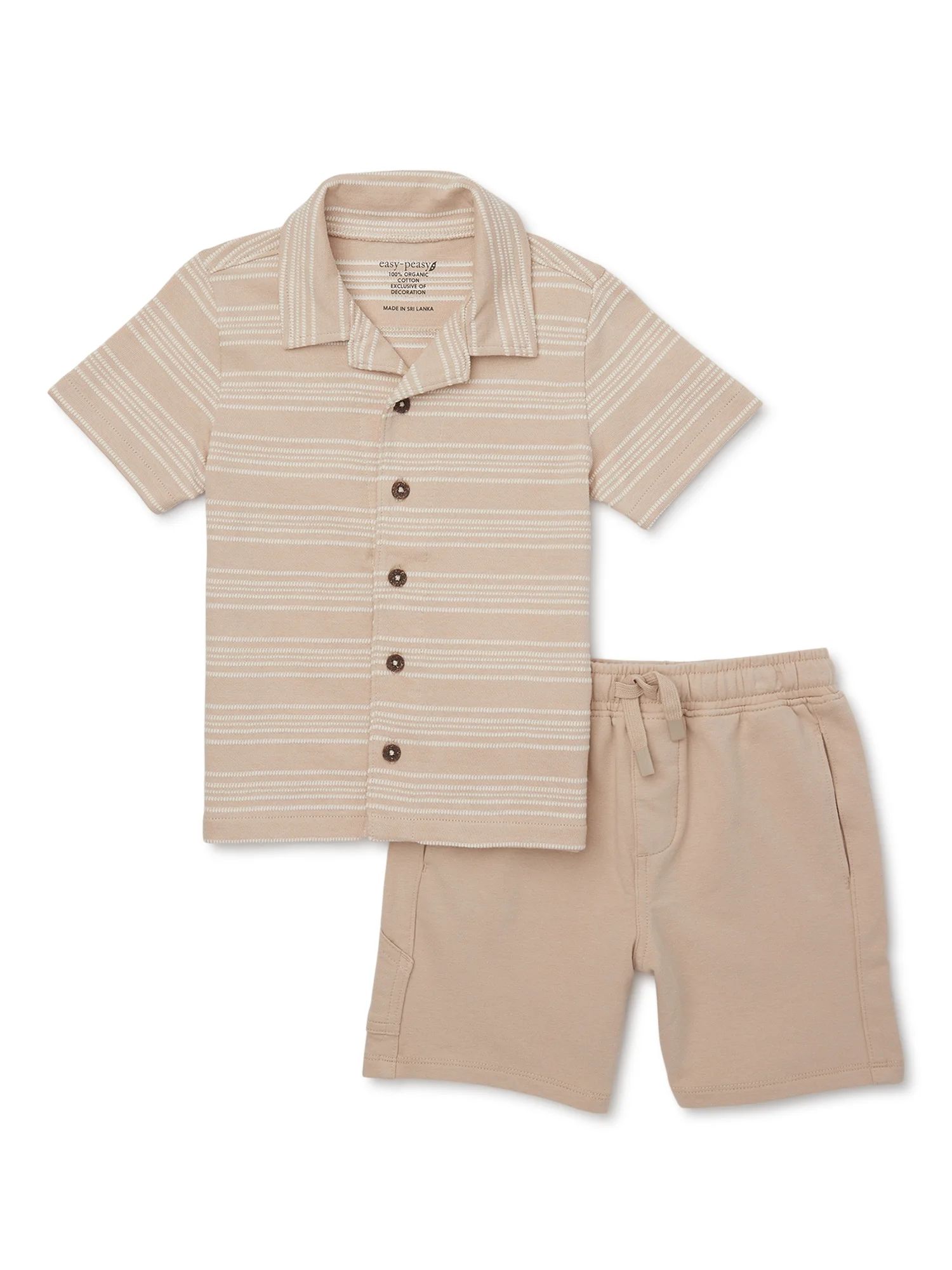easy-peasy Toddler Boy Button Up Shirt and Short Outfit Set, 2-Piece, Sizes 18M-5T | Walmart (US)