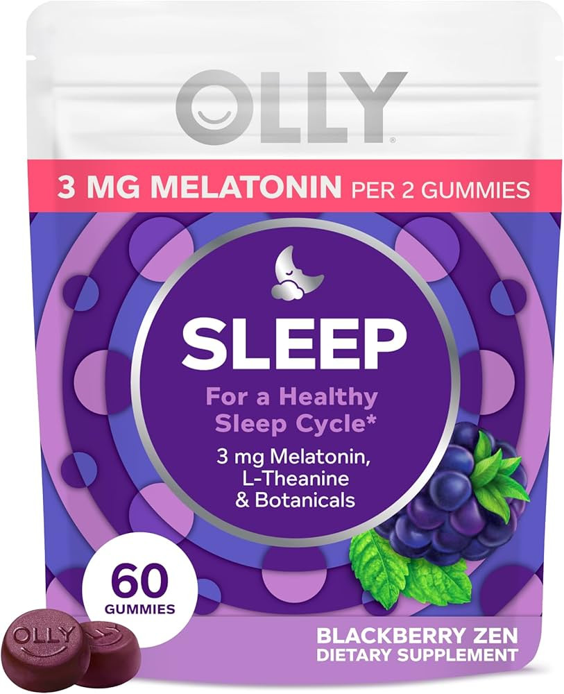OLLY Sleep Gummy, 3 mg Melatonin, L-Theanine, Chamomile, and Lemon Balm Extracts, Blackberry Flav... | Amazon (US)