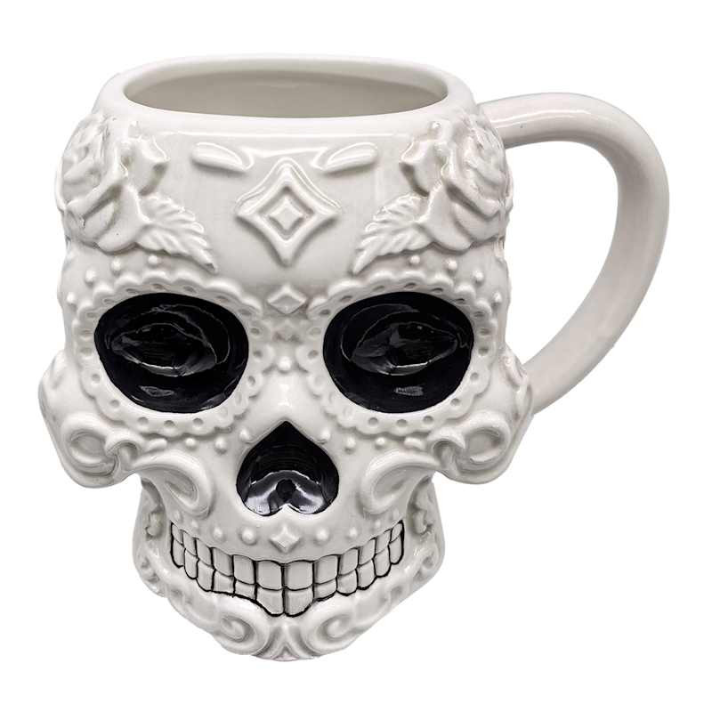 Ceramic White Skull Mug, 16oz | At Home