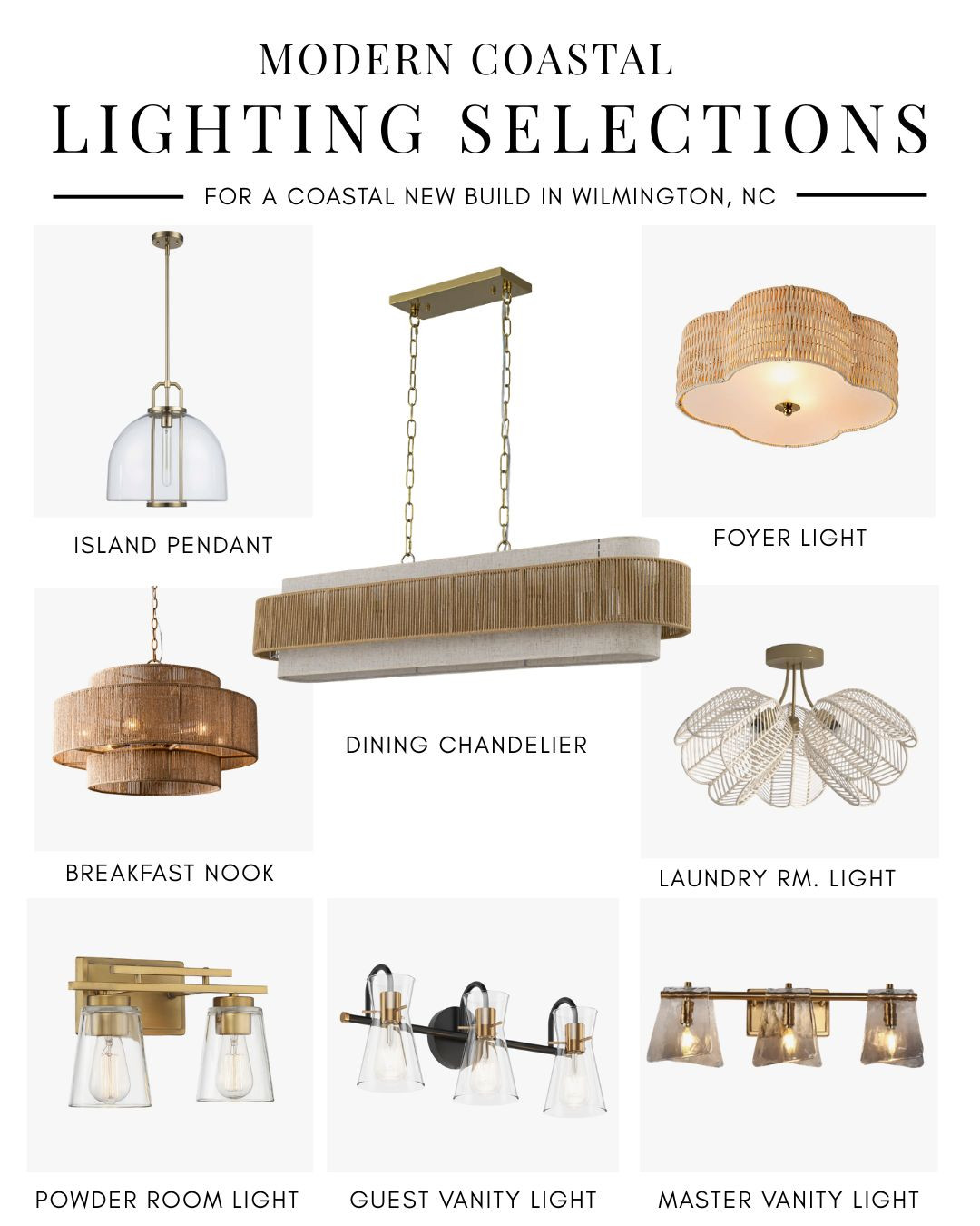 Lighting selections for a local coastal new build 

One of the biggest differences between a builder-basic home and a home that feels custom is thoughtful lighting selection.

I always look for:
• scale
• material contrast
• warmth
• sculptural shape

Linked several similar fixtures in my LTK for anyone sourcing lighting for a renovation or new construction project.

#LTKHome