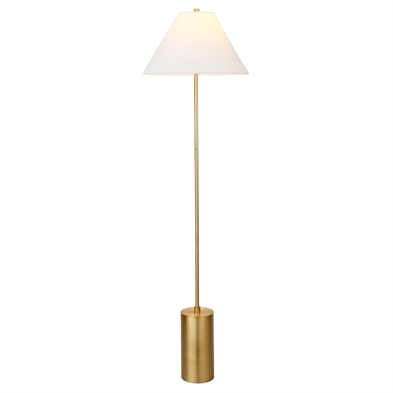 Henn&Hart 18" Brass Metal/Fabric Floor Lamp | Homesquare