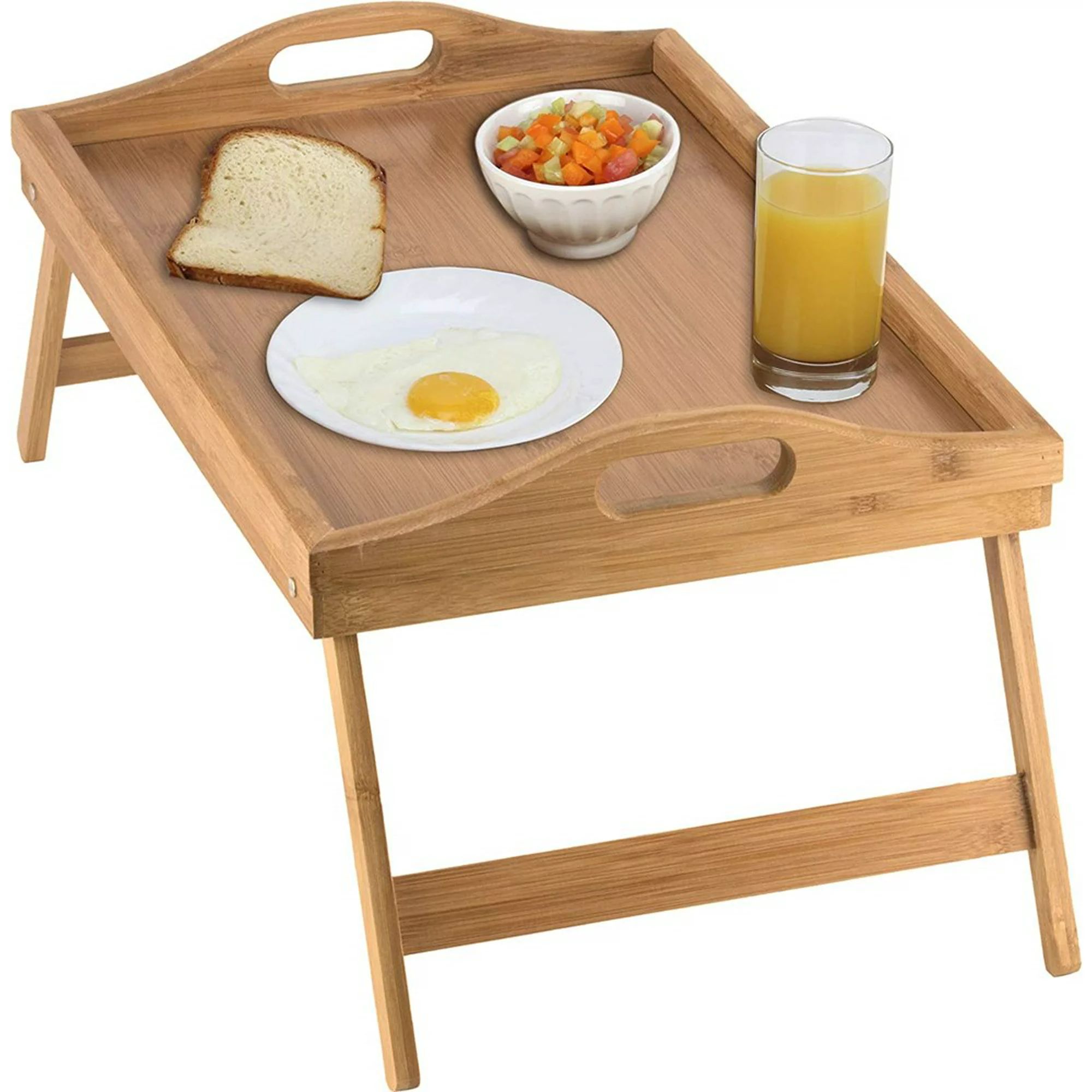 Homritus Bed Tray table with folding legs, and breakfast tray Bamboo bed table and bed tray with ... | Walmart (US)