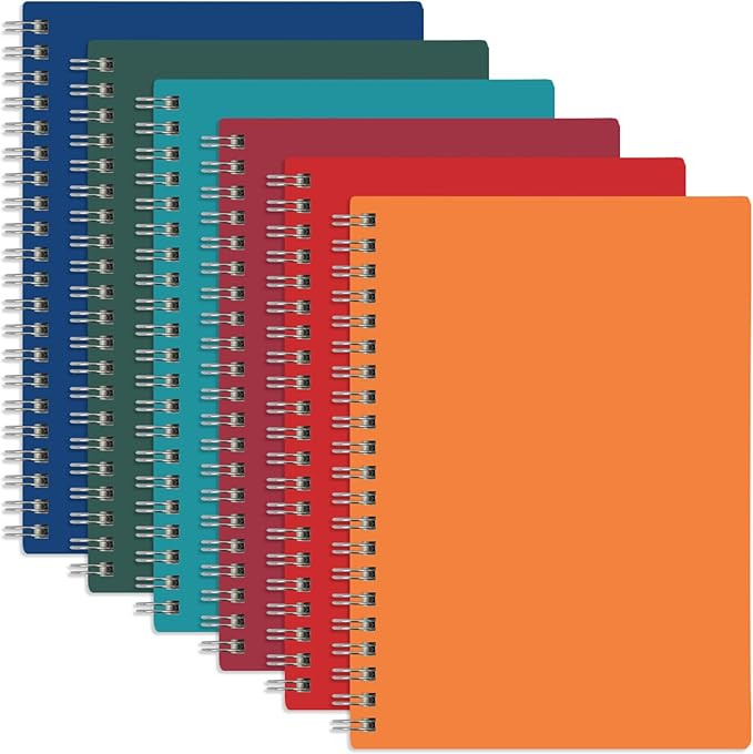 EOOUT 6 Pack Spiral Notebooks 8.5 x 11 Inches A4 Spiral Journal 80 Sheets College Ruled Assorted ... | Amazon (US)