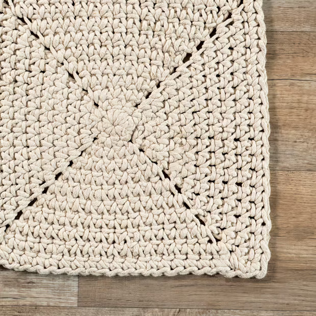 Ivory Bernice Cotton Tiled Area Rug | Rugs USA