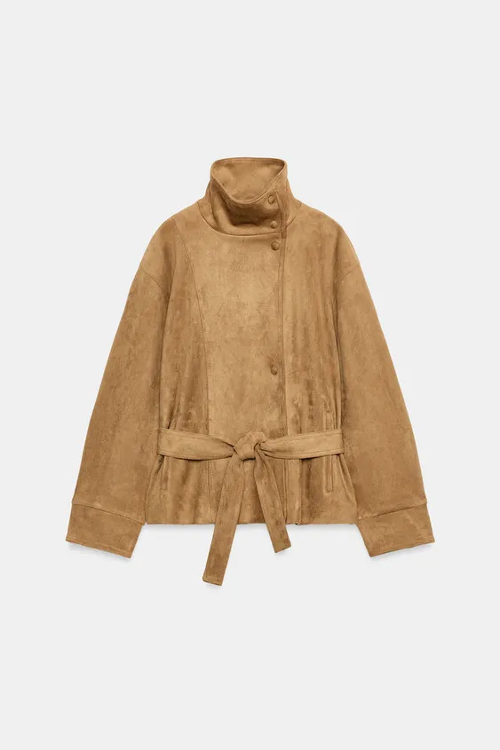 FAUX SUEDE BELTED JACKET | Zara US