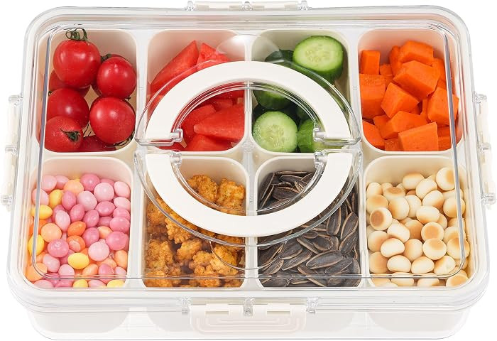 Snackbox mit Fächern, Snackschale mit Deckel, Snackdose mit Fächern, Snackbox Organizer, 8 Fäc... | Amazon (DE)