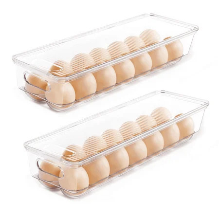 Vtopmart Egg Storage Container for Refrigerator, 2 PACK Egg Holder, Stackable Tray Holds 14 Eggs | Walmart (US)