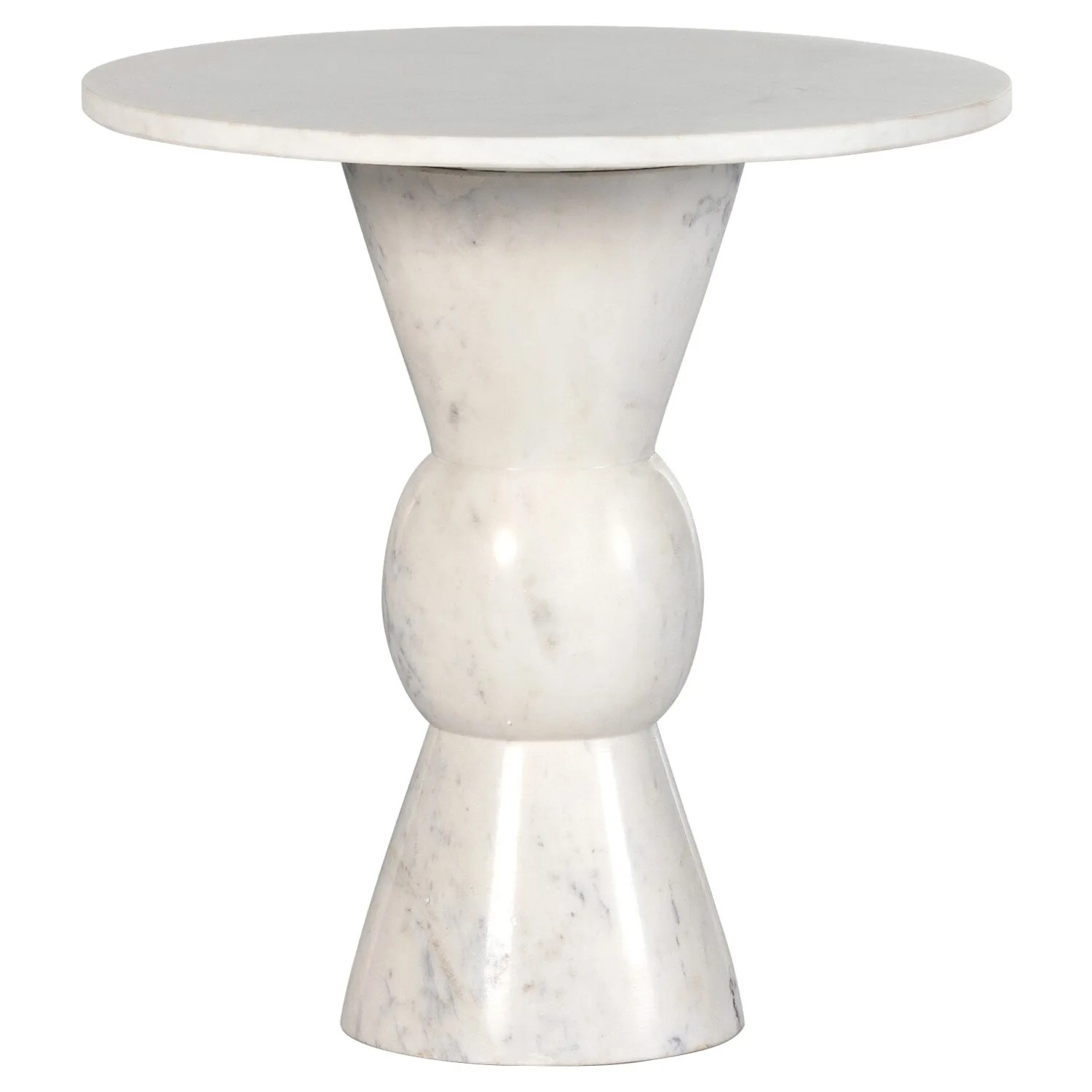 Diana Updated Traditional White Marble Round Pedestal End Table | Kathy Kuo Home