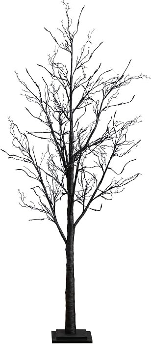 Nearly Natural 6ft. Pre-Lit Halloween Black Twig Artificial Fall Tree with 300 Orange and Purple LED Lights | Amazon (US)