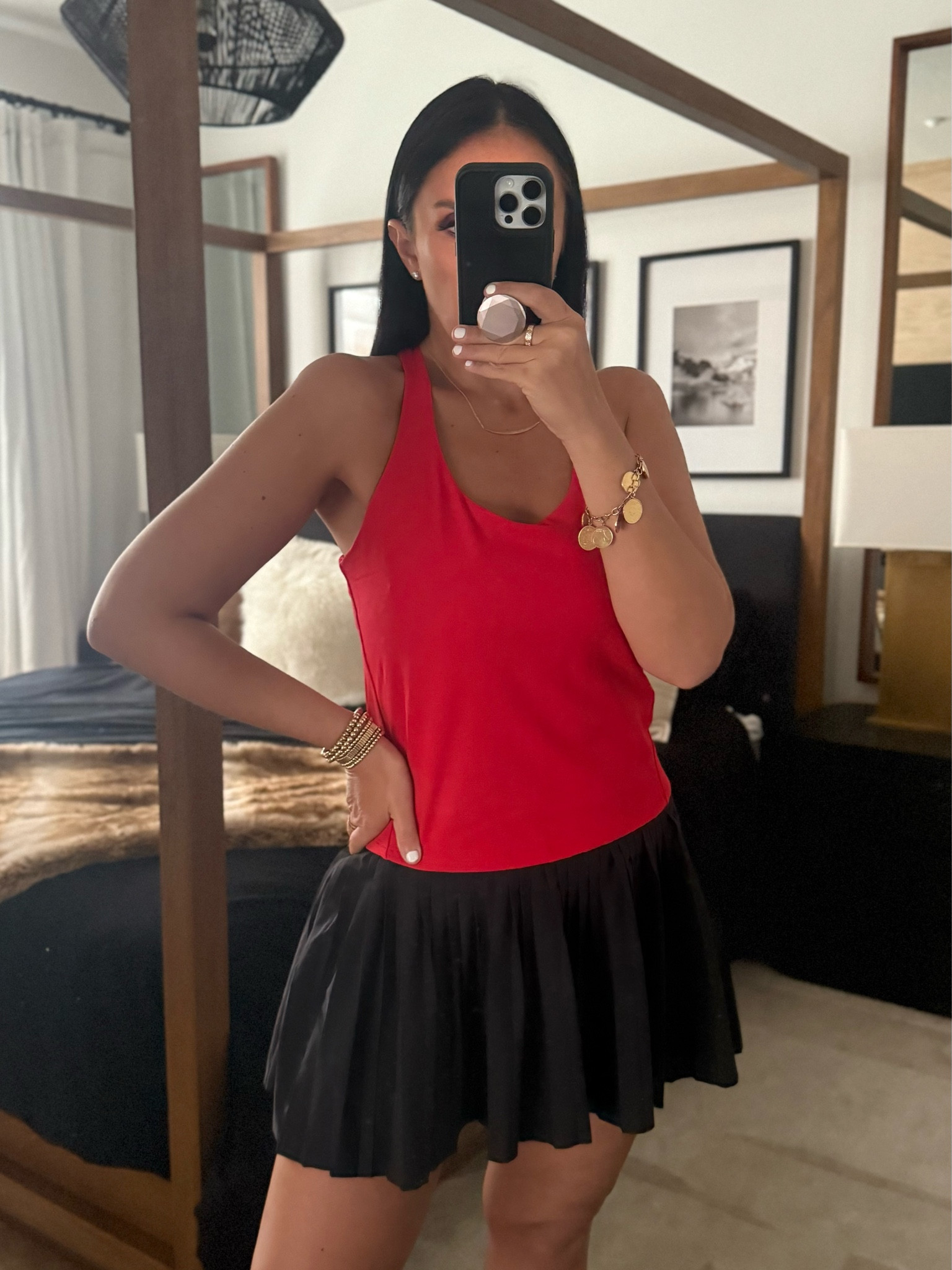 Shop spanx using code THOSXSPANX for 20% your purchase. Nike Air Max 90 Women's Shoes size up half size. SPANX® Get Moving Contour Crossback Shelf Tank wearing size medium. Alo yoga varsity tennis skirt wearing size medium. 
