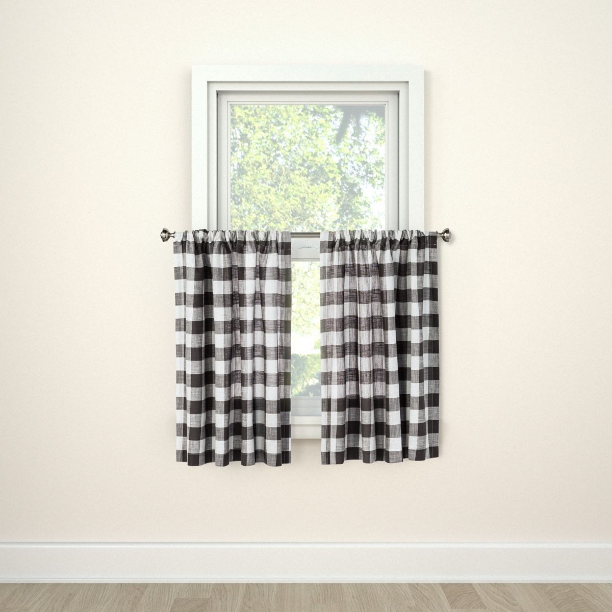 2pk 42"x36" Light Filtering Gingham Curtain Tiers Gray/White - Threshold™ | Target
