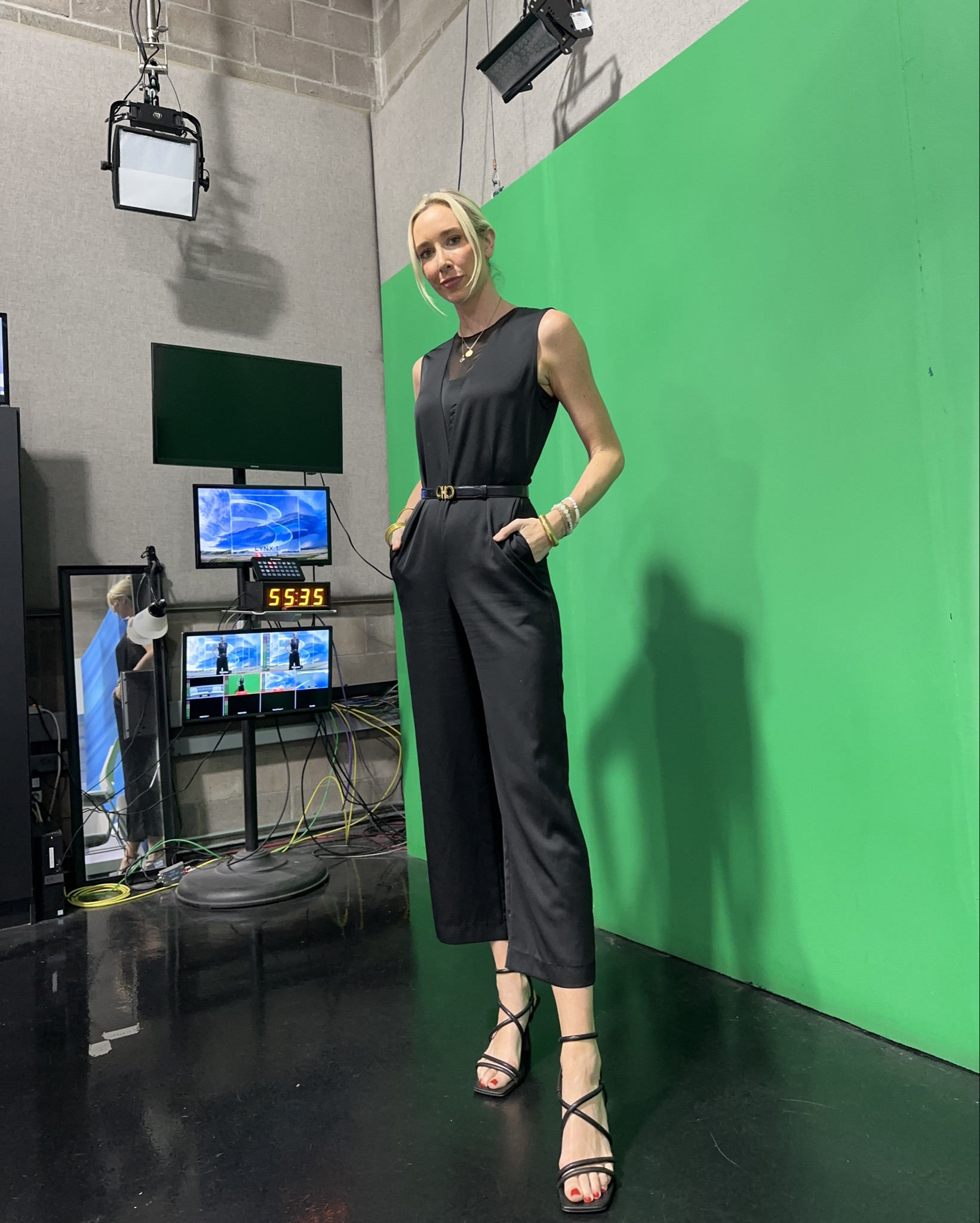 Tall girl approved black jumpsuit with sheer deep v. I personally wore a Bando under it since I was wearing it on air to add more coverage, but you could easily go without if you wanted something sexier! I also added a belt to cinch the waist in.

I like going for ankle length and jumpsuits if I can’t find them full length when you are a tall girlie! 

#LTKVideo #LTKStyleTip #LTKSummerSales