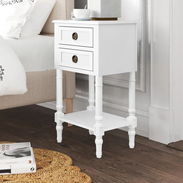 James 25.5'' Tall 2 - Drawer Solid Wood Nightstand | Wayfair Professional