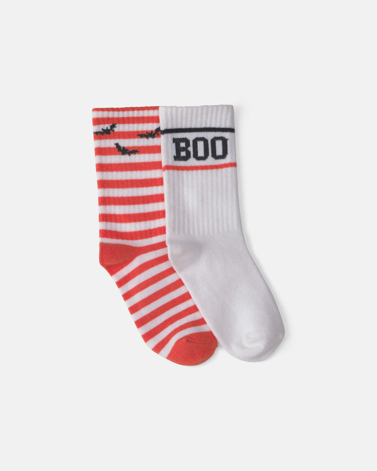 Kids 2-Pack 'Boo' Bat Striped Halloween Crew Socks - Orange/White | Carter's Inc