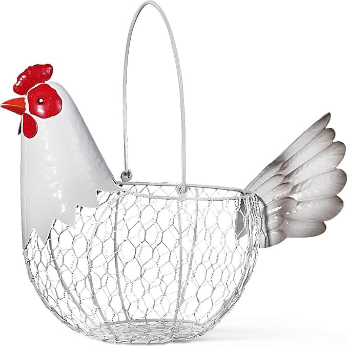 Farmhouse Metal Chicken Wire Egg Basket,Eggs Holder Bowl Kitchen Countertop | Amazon (US)