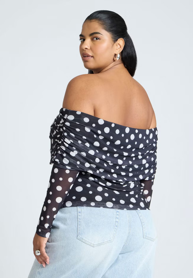 Off The Shoulder Polka Dot Top | Eloquii