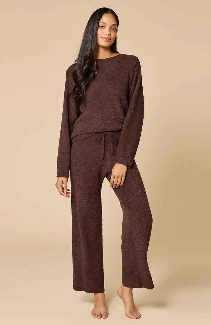 Solid Marshmallow Reverse Seam Crew Neck Lounge Set with Bracelet Sleeve | Nordstrom