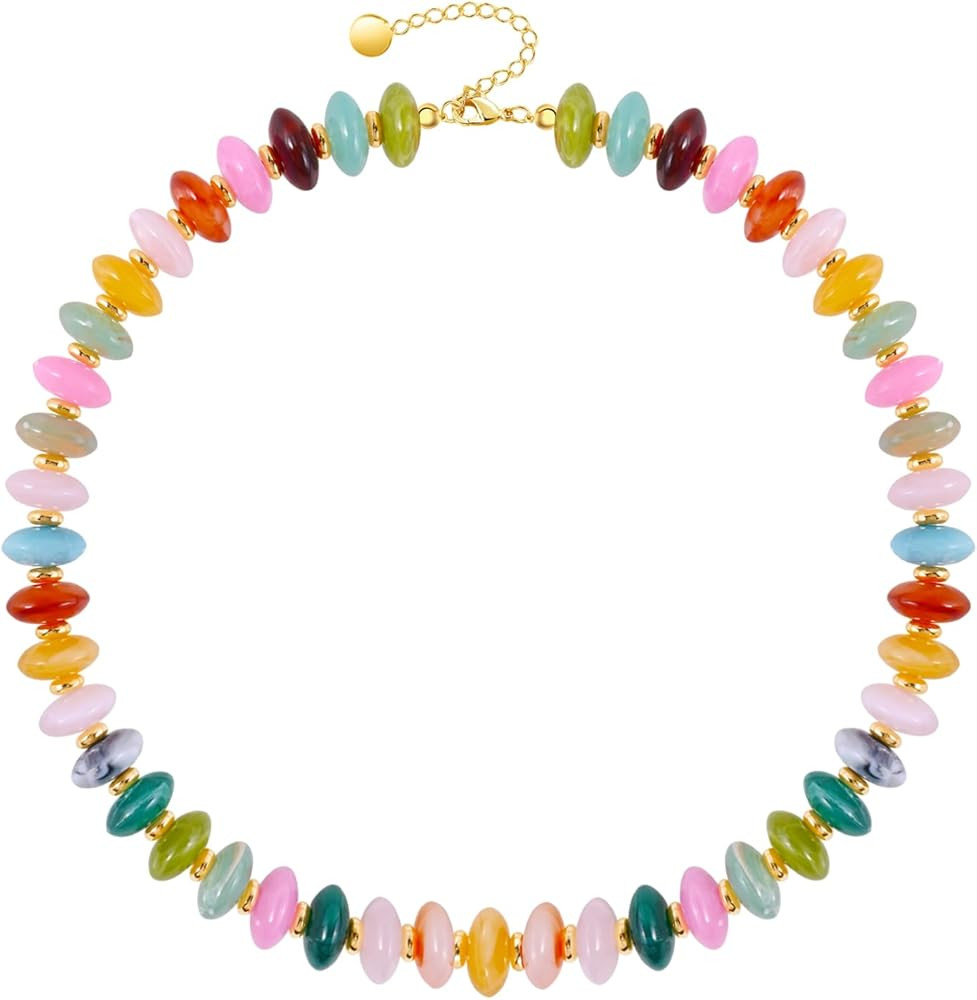VIBILIA Colorful Beaded Chunky Necklace for Women, Boho Handmade Large Resin Bead Strand, Trendy ... | Amazon (US)