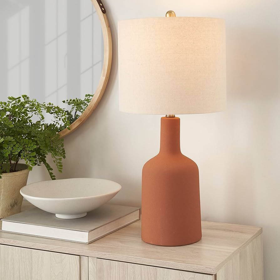 Nourison 22" Orange Terracotta Ceramic Table Lamp for Modern, Transitional, Bedside Table, Living... | Amazon (US)