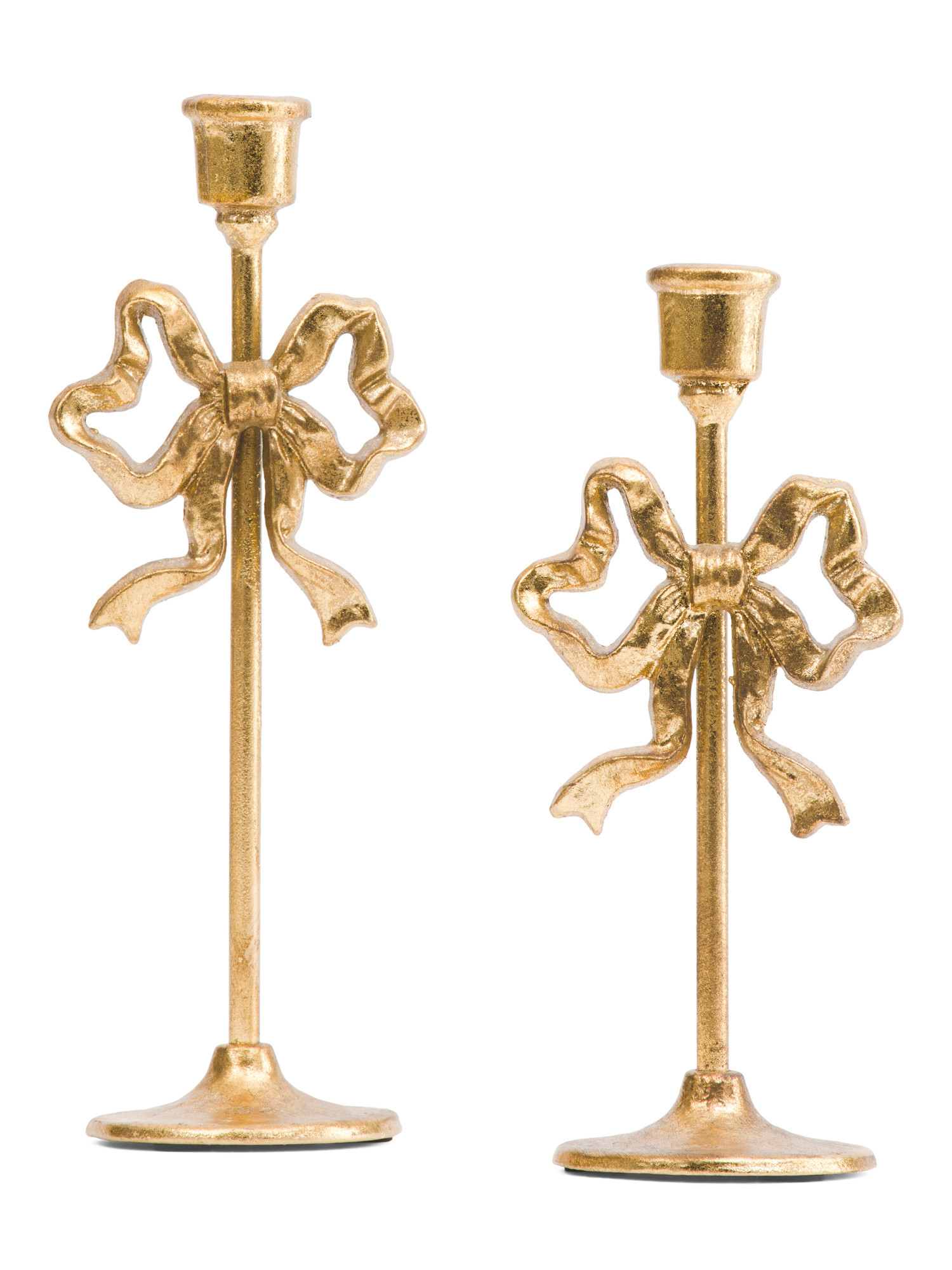 2pc Cast Iron Bow Taper Candle Holder Set | TJ Maxx