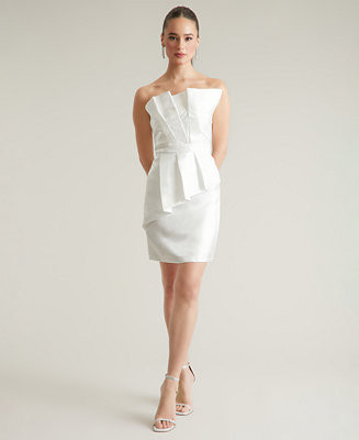 ivy + blu Women's Pleated Bustier Peplum Mini Dress - Macy's | Macy's