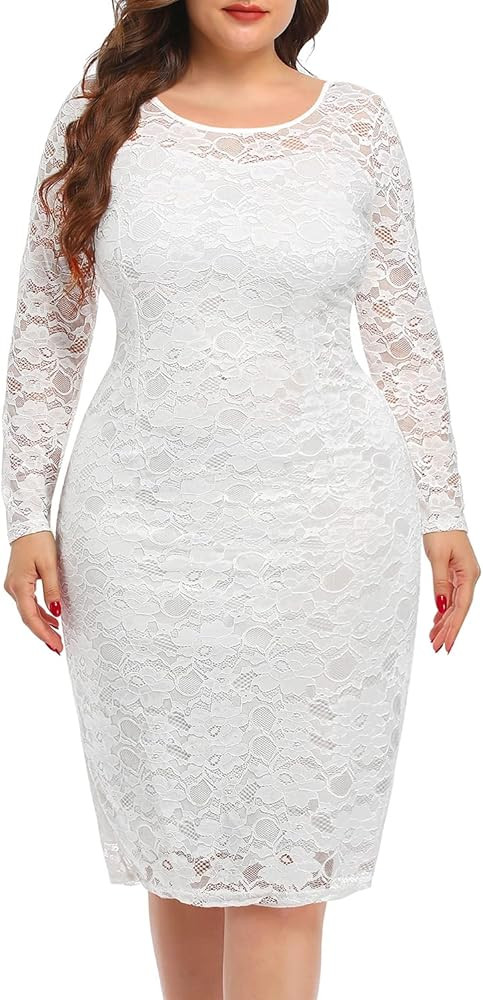 Pinup Fashion Plus Size Dresses for Wedding Guest Long Sleeve Cocktail Formal Party Dress for Wom... | Amazon (US)