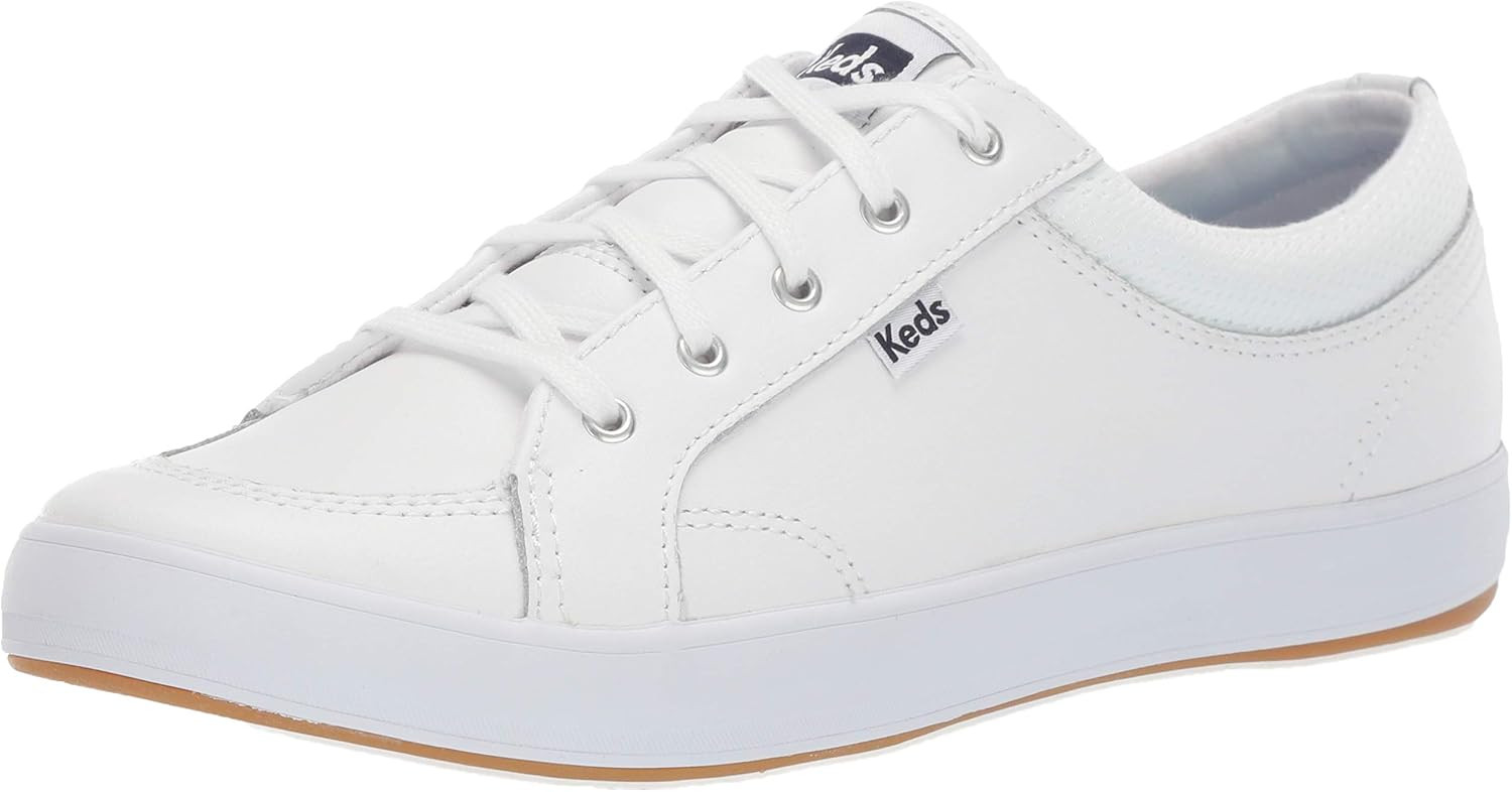 Keds Center Lace Up, Sneaker Womens, White Leather, 8 Medium | Amazon (US)