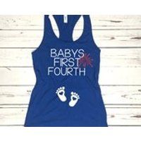 BABYS FIRST FOURTH 4th of July Maternity Tank Pregnancy Announcement Shirt Tank Top 4th of July Womens 4th of July Pregnant Firework Tank | Etsy (US)