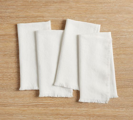 Frayed Oversized Linen Napkins - Set Of 4 | Pottery Barn (US)